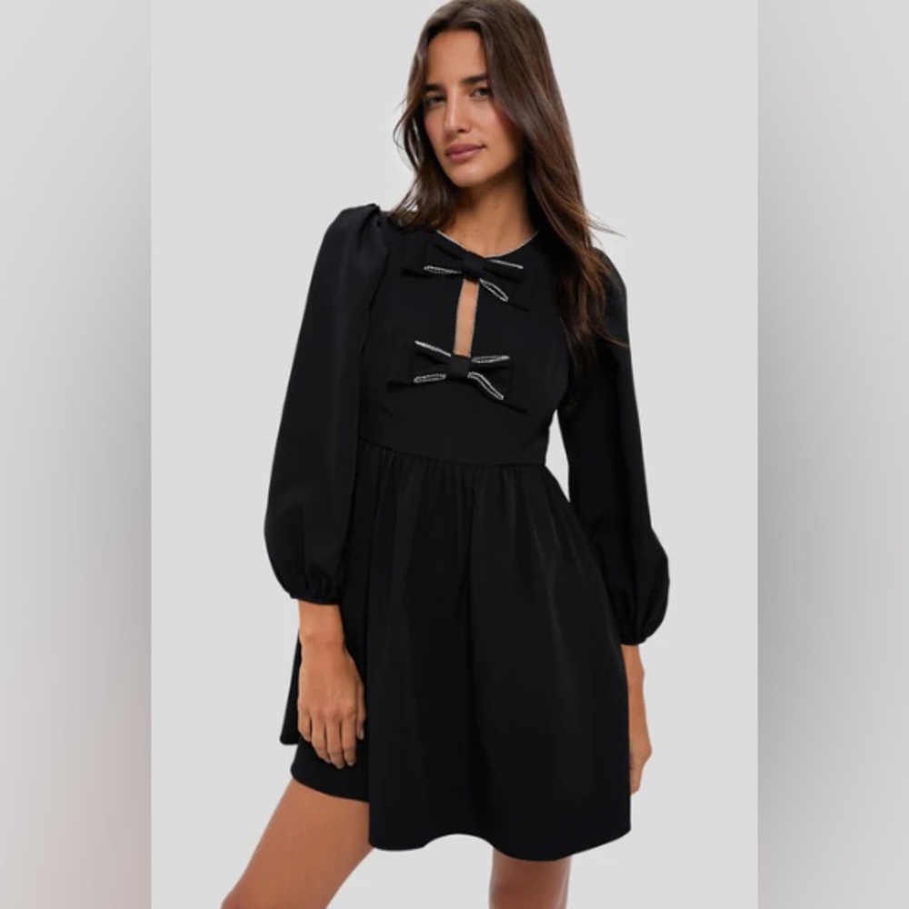 Tuckernuck HYACINTH HOUSE Embellished Bow Blair Mini Dress Black size Small